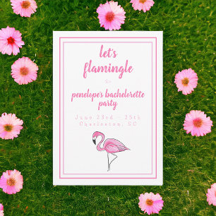 Invitation Flamant rose Flamingle Bachelorette Itinéraire