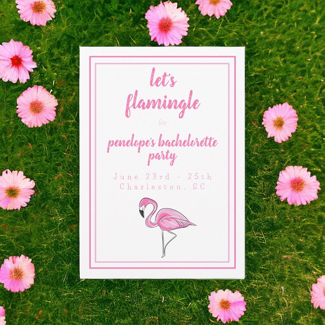 Invitation Flamant rose Flamingle Bachelorette Itinéraire (Créateur téléchargé)