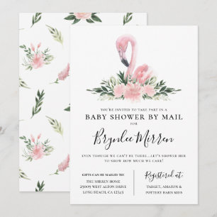 Invitation Flamant rose floral tropical Baby shower par courr