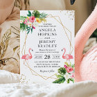 Flamant rose floral tropical Été Luau Mariage