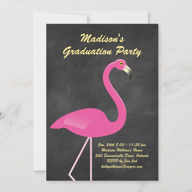 Invitation Flamant rose Graduation Party - tableau de bord (Devant)