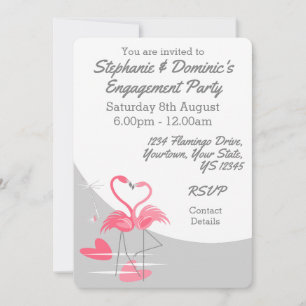 Invitation Flamant rose Love Grand Lune Fiançailles texte ava