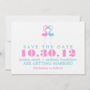 Invitation Flamant rose mariage couple Enregistrer la date