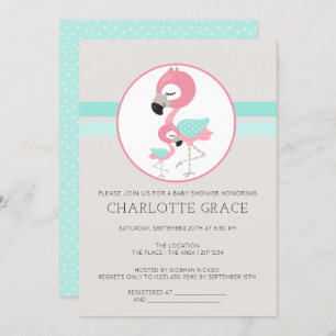 Invitation Flamant rose mignon Baby shower personnalisé