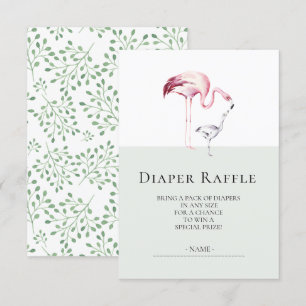 Invitation Flamant rose Neutre Baby shower Déchets Raffle Bil