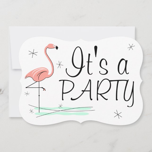 Invitation Flamant rose Océan "Party" (Devant)