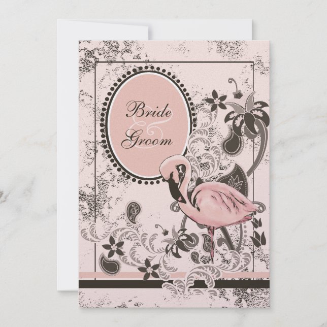 Invitation Flamant rose Paradise Beach Wedding (Devant)