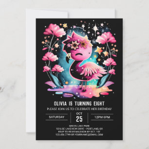 Invitation Flamant rose personnalisé élégant Anniversaire