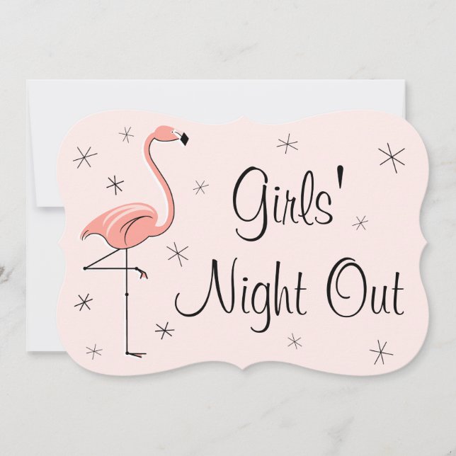 Invitation Flamant rose Pink Girl's Night Out support d'invit (Devant)