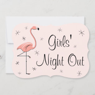 Invitation Flamant rose Pink Girl's Night Out support d'invit