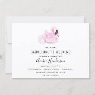 Invitation Flamant rose Pool Flotte Bachelorette