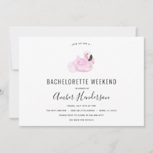Invitation Flamant rose Pool Flotte Bachelorette