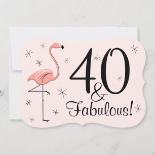 Invitation Flamant rose rose '40 et fabuleux'