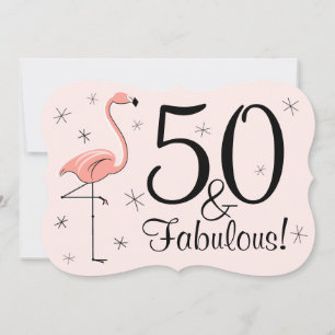 Invitation Flamant rose rose '50 et fabuleux'
