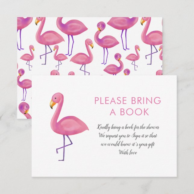 Invitation Flamant rose Rose Baby shower Moderne Apporter Un  (Devant / Derrière)