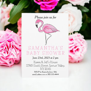 Invitation Flamant rose rose Baby shower Moderne Simple