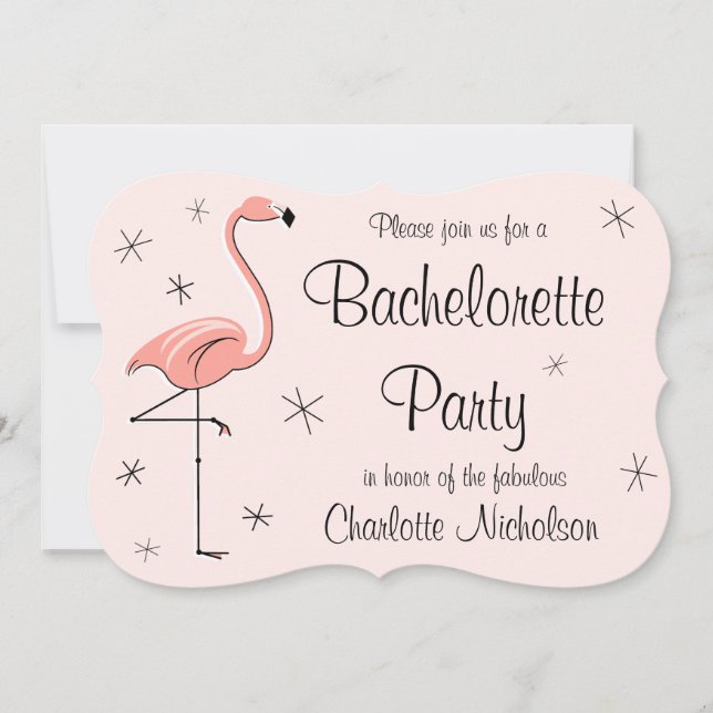 Invitation Flamant rose rose "Bachelorette Party" (Devant)
