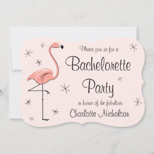 Invitation Flamant rose rose "Bachelorette Party"