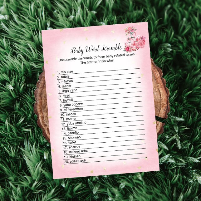 Invitation Flamant rose rose Ballerina Word Scramble Jeu (Créateur téléchargé)