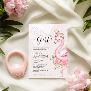 Invitation Flamant rose rose C'est une fille Baby shower Invi