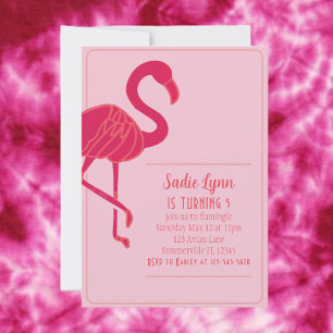 Invitation Flamant rose rose chaud simple Anniversaire