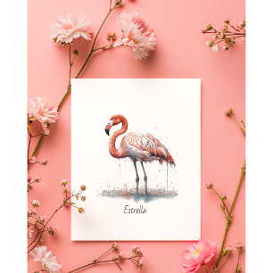 Invitation Flamant rose rose coloré, personnalisable