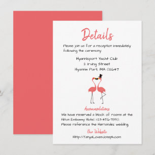 Invitation Flamant rose rose Détails du Mariage Tropical Summ