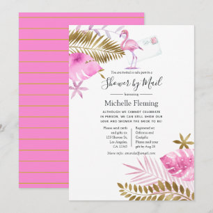 Invitation Flamant rose rose et or Mariée ou Baby shower par