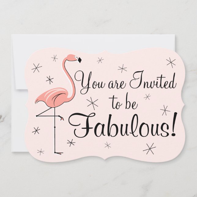 Invitation Flamant rose rose 'Fabulous' support d'invitation (Devant)