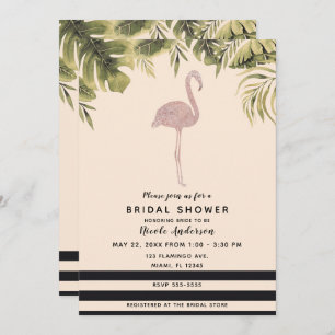 Invitation Flamant rose rose Fête de l'mariée Tropical Jaune