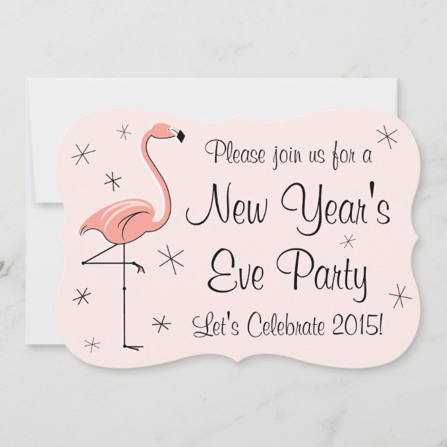 Invitation Flamant rose Rose 'Fête du Nouvel An' support d'in (Devant)