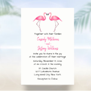 Invitation Flamant rose rose Mariage Tropical Summer Beach