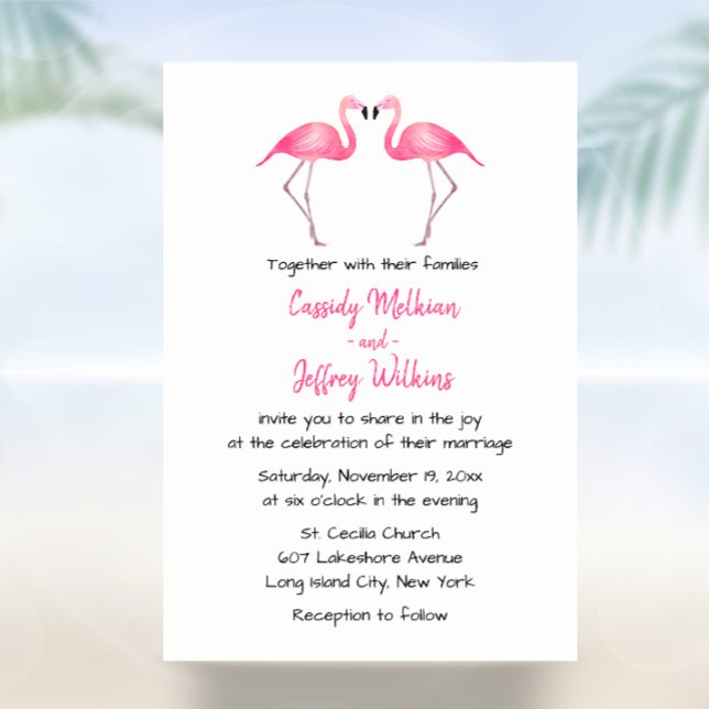Invitation Flamant rose rose Mariage Tropical Summer Beach (Créateur téléchargé)