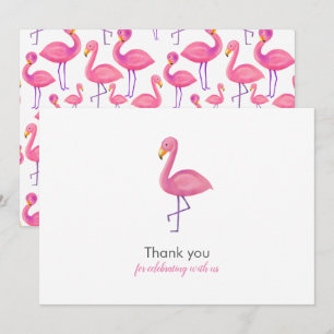 Invitation Flamant rose rose Merci Baby shower moderne