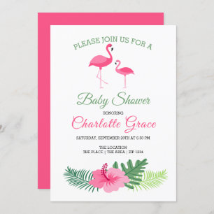 Invitation Flamant rose rose mignon Baby shower personnalisé