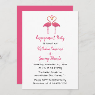 Invitation Flamant rose rose Parti d'engagement Plage tropica
