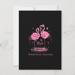 Invitation Flamant rose rose Ruban Papillons Cancer du sein A
