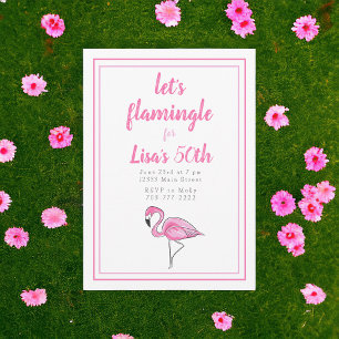 Invitation Flamant rose rose Tropical Flamingle Anniversaire