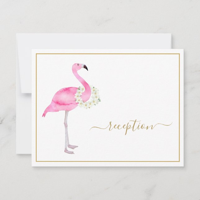 Invitation Flamant rose rose Tropical Pas de cadeaux Réceptio (Devant)