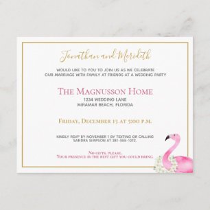 Invitation Flamant rose rose Tropical Pas de cadeaux Réceptio