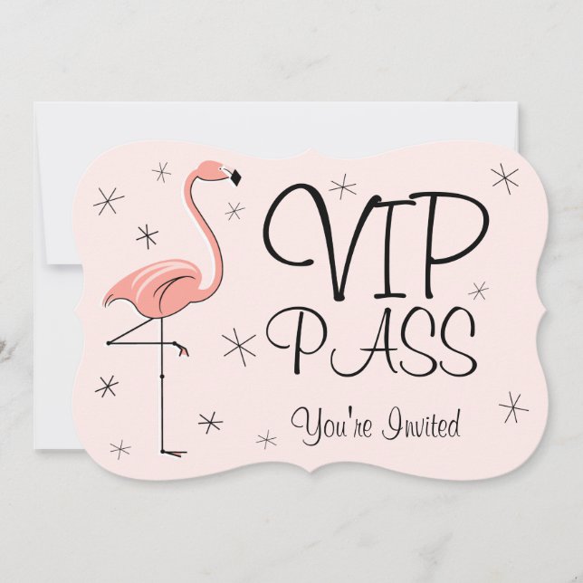 Invitation Flamant rose rose 'VIP PASS' (Devant)