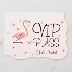 Invitation Flamant rose rose 'VIP PASS'