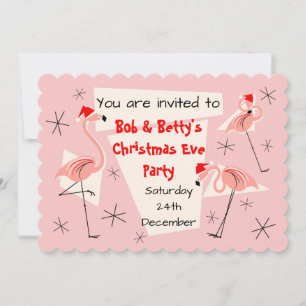 Invitation Flamant rose Santas Pink pétoncle horizontal