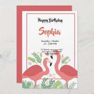 Invitation Flamant rose tropical