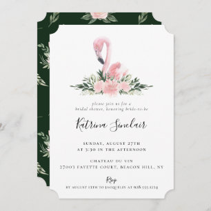Invitation Flamant rose tropical Aquarelle Fête de l'mariée f