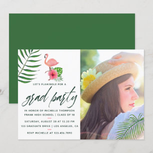 Invitation Flamant Rose Tropical Aquarelle Luau Remise de dip