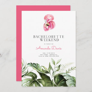 Invitation Flamant rose tropical Bachelorette Week-end Itinér