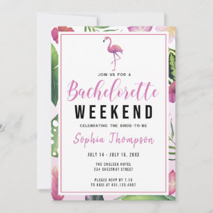 Invitation Flamant rose tropical Bachelorette Week-end Itinér