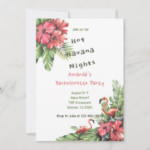Invitation Flamant rose Tropical Bachelorette Week-end Pary