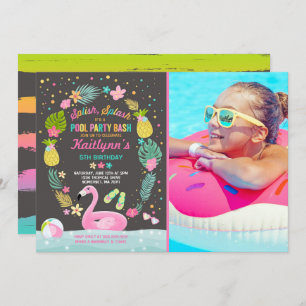 Invitation Flamant rose tropical d'invitation d'anniversaire